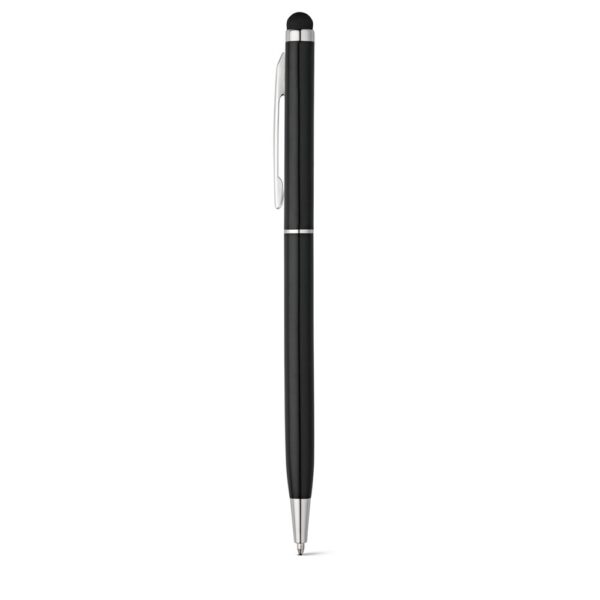 ZOE BK. Hliníkové kuličkové pero s dotykovou špičkou - Černá