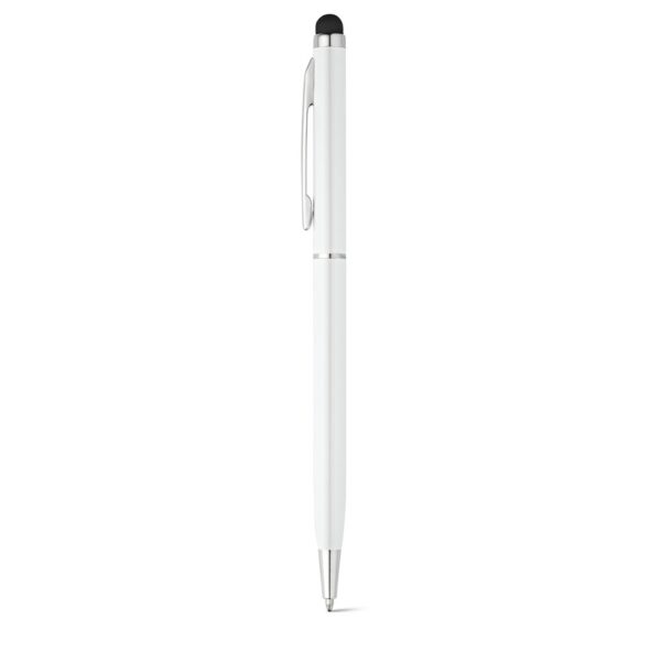 ZOE BK. Hliníkové kuličkové pero s dotykovou špičkou - Bílá