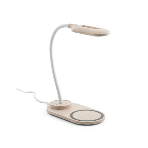 OZZEL. Stolní lampa s bezdrátovou nabíječkou (Rychlá, 10 W) - Přírodní
