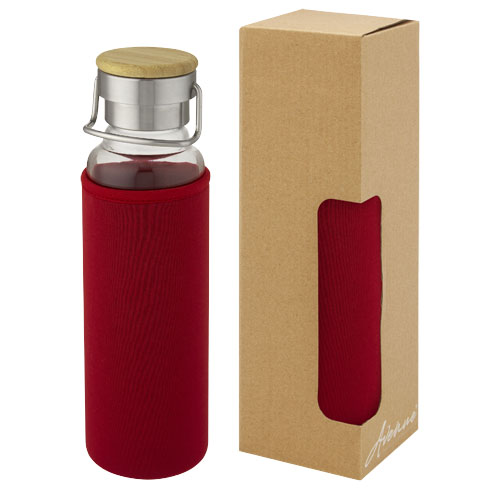 Skleněná láhev o objemu 660 ml s neoprenovým pouzdremThor - Červená