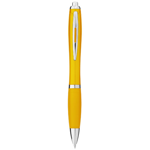 Kuličkové pero Nash s barevným tělem úchopem - Žlutá