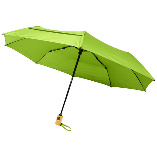 Skládací deštník z recyklovaného PET s automatickým otevíráním/zavíráním Bo 21" - Limetka