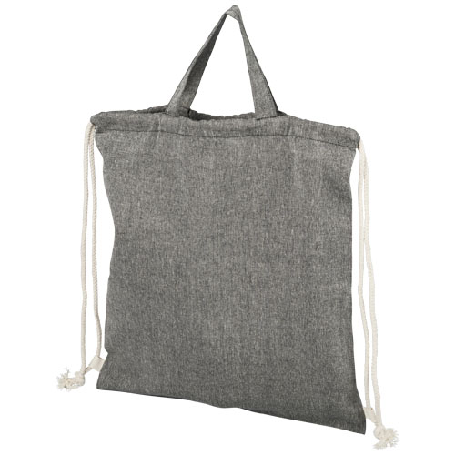 Pheebs batoh se stahovací šňůrkou ze směsi recyklované bavlny a polyesteru 150 g/m² - Heather Black