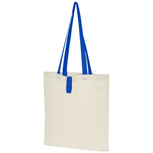 Nevada skládací nákupní taška z bavlny 100 g/m² - Přírodní / Světle modrá
