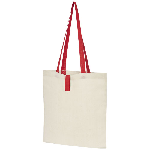 Nevada skládací nákupní taška z bavlny 100 g/m² - Přírodní / Červená