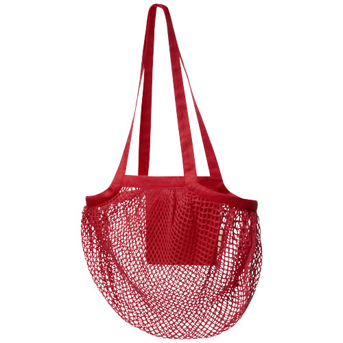Síťovaná nákupní taška Pune z organické bavlny s certifikací GOTS, 100 g / m2 - Červená
