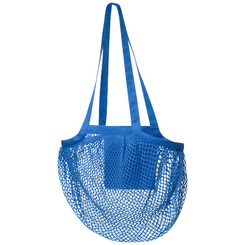 Síťovaná nákupní taška Pune z organické bavlny s certifikací GOTS, 100 g / m2 - Modrá barva