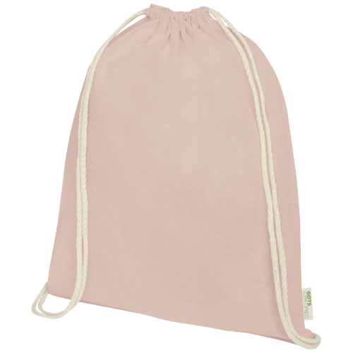 Šňůrkový batoh z organické bavlny GOTS s gramáží 140 g/m² Orissa - Světle růžová