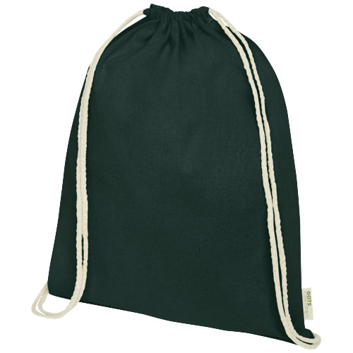 Šňůrkový batoh z organické bavlny GOTS s gramáží 140 g/m² Orissa - Tmavě zelená