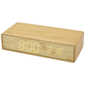 Bambusová bezdrátová nabíječka s hodinami Minata