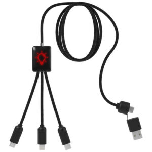 Prodloužený bambusový kabel 5v1 SCX.design C28 - Červená / Černá