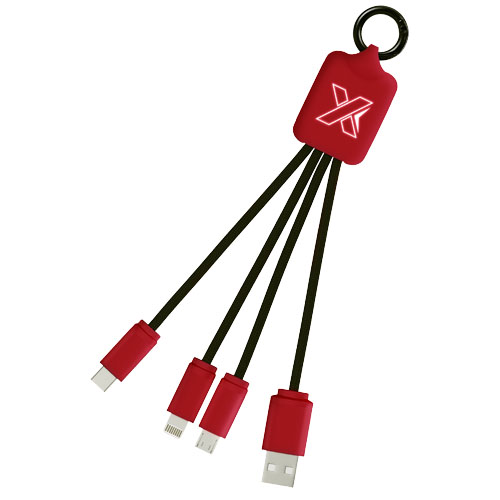 Světelný kabel se čtyřmi konektory SCX.design C15 - Středně červená / Černá
