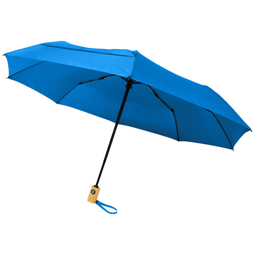 Skládací deštník z recyklovaného PET s automatickým otevíráním/zavíráním Bo 21" - Modrá barva