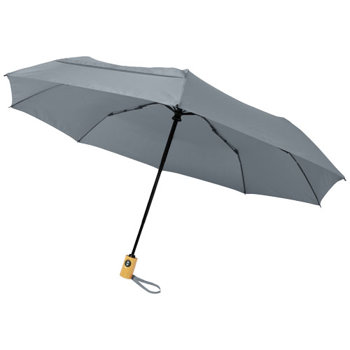 Skládací deštník z recyklovaného PET s automatickým otevíráním/zavíráním Bo 21" - Šedá