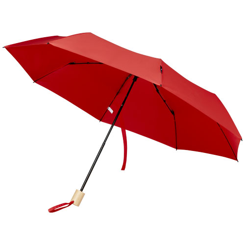 Skládací větruodolný deštník Birgit 21'' z recyklovaného PET materiálu - Červená