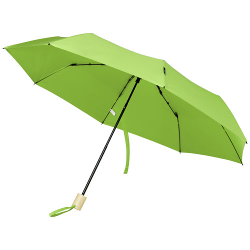 Skládací větruodolný deštník Birgit 21'' z recyklovaného PET materiálu - Limetkově zelená
