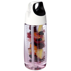 HydroFruit 700ml sportovní láhev s vyklápěcím víčkem a infuzérem z recyklovaného plastu - Průhledná bílá