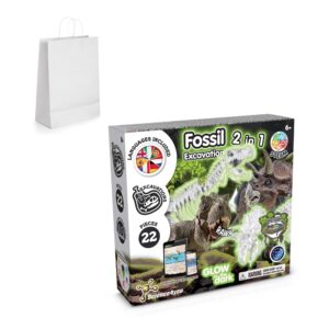 2 in 1 Fossil Excavation Kit II. Vzdělávací hra dodáváno s dárkovou taškou z kraftového papíru (90 g/m²), vyrobené z certifikovaného materiálu FSC™ a dalších kontrolovaných materiálů