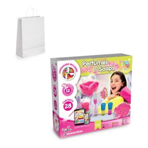Perfume & Soap Factory Kit II. Vzdělávací hra dodáváno s dárkovou taškou z kraftového papíru (90 g/m²), vyrobené z certifikovaného materiálu FSC™ a dalších kontrolovaných materiálů