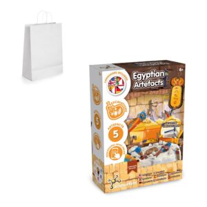 Ancient Egypt Excavation Kit II. Vzdělávací hra dodáváno s dárkovou taškou z kraftového papíru (90 g/m²), vyrobené z certifikovaného materiálu FSC™ a dalších kontrolovaných materiálů