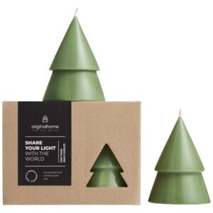 Originalhome svíčka ve tvaru vánočního stromku s vůní matcha – střední - Vřesově zelená