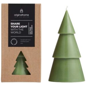 Originalhome svíčka ve tvaru vánočního stromku s vůní matcha – velká - Vřesově zelená