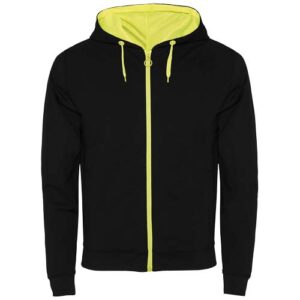 Unisex mikina Fuji - Černá / Fluorescenční žlutá, 2XL