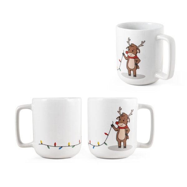 REINDEER. Hrnek s vánočním potiskem 330 ml - Bílá, 330 ml