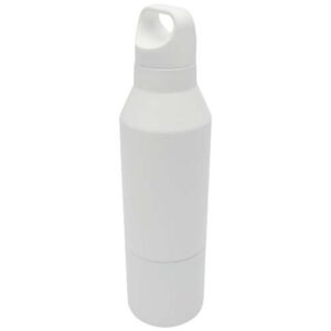 Izolovaná láhev z recyklované nerezové oceli s certifikací RCS o objemu 600 ml a kelímkem o objemu 300 ml Odessy - Bílá