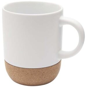 Keramický sublimační hrnek o objemu 300 ml s korkovými detaily Billie - Bílá