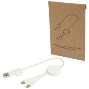 Datový synchronizační a rychlonabíjecí 27W kabel 5 v 1 z recyklovaného plastu o délce 30 cm Citala - Bílá