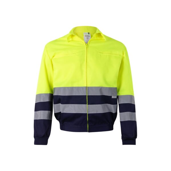 VL NEPTUNE. Dvoubarevná keprová bunda (210 g/m²) z polyesteru (80 %) a bavlny (20 %) - Modrá, XL