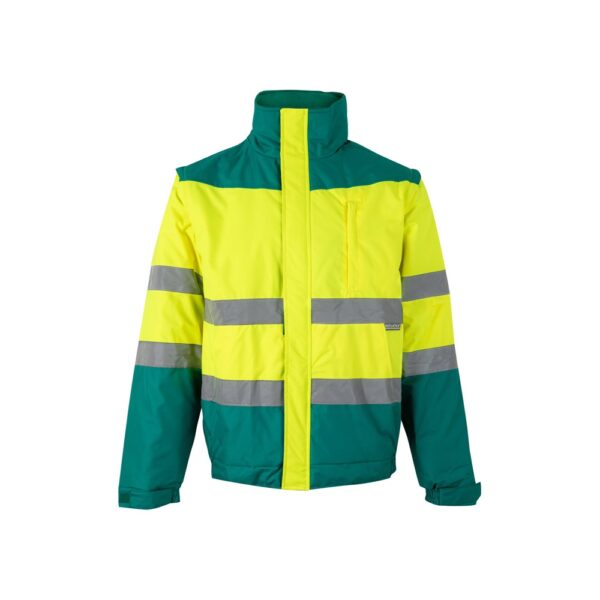 VL JUPITER LARGE. Dvoubarevná vycpaná bunda (180 g/m²) z polyesteru (100 %) s PU zátěrem - Zelená, 5XL