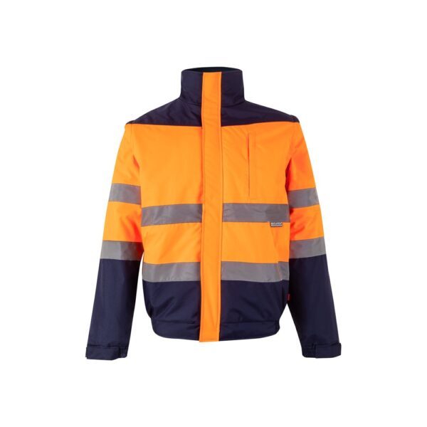 VL JUPITER LARGE. Dvoubarevná vycpaná bunda (180 g/m²) z polyesteru (100 %) s PU zátěrem - Modrá, 5XL