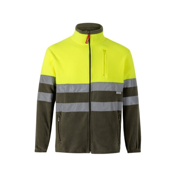 VL EROS LARGE. Dvoubarevná fleecová bunda (280 g/m²), z polyesteru (100 %) - Vojenská zelená, 5XL