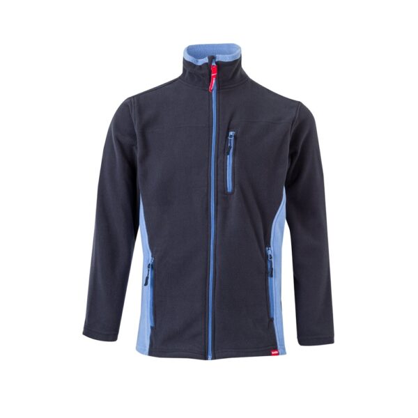 VL GERAS. Dvoubarevná fleecová bunda (220 g/m²) z polyesteru (100 %) - Modrá, XS