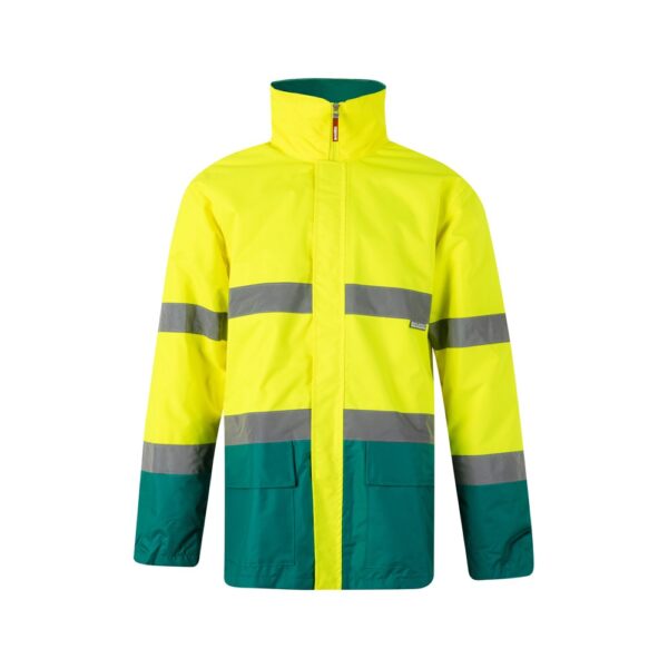 VL THEMIS LARGE. Dvoubarevná parka (190 g/m²), z polyesteru (100 %), s PU zátěrem - Zelená, 5XL