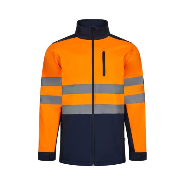 VL HESTIA LARGE. Dvoubarevná softshellová bunda (280 g/m²), s fleecovou podšívkou a TPU membránou, z polyesteru (96 %) a elastanu (4 %) - Modrá, 5XL