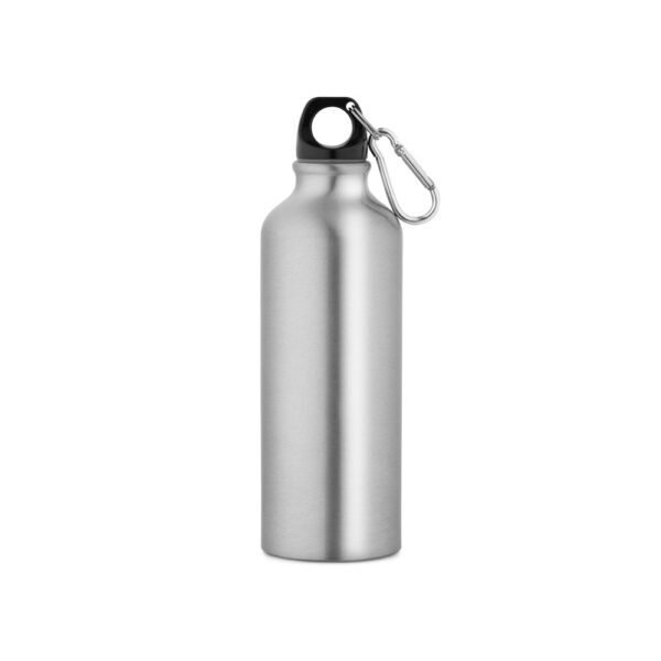 RE-LANDSCAPE M. Láhev z recyklovaného hliníku s karabinou 530 ml - Saténově stříbrná, 530 ml