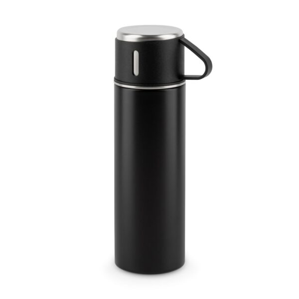 COMANECI. Dvouplášťová láhev z nerezové oceli (90% recyklace) s matným povrchem 490 ml - Černá, 140 ml, 490ml
