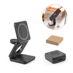 BROGLIE. Super rychlá 15W magnetická bezdrátová nabíječka 3v1 ve recyklovaného ABS (100% rABS) - Bílá