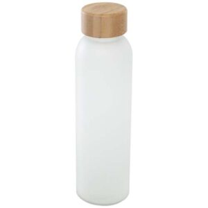 Láhev Lume o objemu 500 ml, z matného sodnovápenatého skla s bambusovým víčkem - Bílá